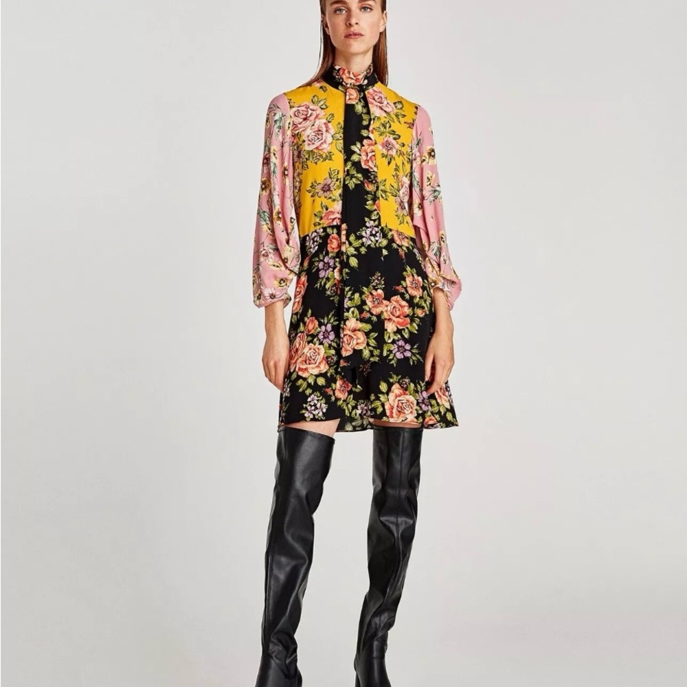Zara Patchwork Floral Dress